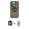 MARSİLYAN™- iPhone 15 Pro Max Kılıf Yörünge Çizgi - Siyah Bilvis 3D Cam Ekran Koruyucu + PVD Metal Kamera Lens - TU