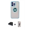 MARSİLYAN™- iPhone 15 Pro Max Kılıf Yörünge Çizgi - Siyah Bilvis 3D Cam Ekran Koruyucu + Raze Metal Kamera Lens - LT