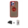 MARSİLYAN™- iPhone 15 Pro Max Kılıf Yörünge Çizgi - Siyah Bilvis 3D Cam Ekran Koruyucu + Raze Metal Kamera Lens - SH