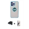 MARSİLYAN™- iPhone 15 Pro Max Kılıf Yörünge Çizgi - Siyah Bilvis 3D Mat Cam Ekran Koruyucu + Raze Metal Kamera Lens - LT