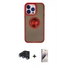 MARSİLYAN™- iPhone 15 Pro Max Kılıf Yörünge Çizgi - Siyah Bilvis 3D Mat Cam Ekran Koruyucu + Raze Metal Kamera Lens - LT