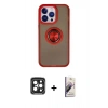 MARSİLYAN™- iPhone 15 Pro Max Kılıf Yörünge Çizgi - Siyah Bilvis 3D Mat Cam Ekran Koruyucu + PVD Metal Kamera Lens - SH