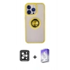 MARSİLYAN™- iPhone 15 Pro Max Kılıf Yörünge Çizgi - Siyah Bilvis 5in1 3D Magic Cam Ekran Koruyucu + PVD Metal Kamera Lens - SH