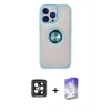 MARSİLYAN™- iPhone 15 Pro Max Kılıf Yörünge Çizgi - Siyah Bilvis 5in1 3D Magic Cam Ekran Koruyucu + PVD Metal Kamera Lens - SH
