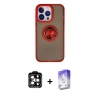 MARSİLYAN™- iPhone 15 Pro Max Kılıf Yörünge Çizgi - Siyah Bilvis 5in1 3D Magic Cam Ekran Koruyucu + PVD Metal Kamera Lens - TU