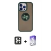 MARSİLYAN™- iPhone 15 Pro Max Kılıf Yörünge Çizgi - Siyah Bilvis 5in1 3D Magic Cam Ekran Koruyucu + PVD Metal Kamera Lens - GI