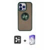 MARSİLYAN™- iPhone 15 Pro Max Kılıf Yörünge Çizgi - Siyah Bilvis 5in1 3D Magic Cam Ekran Koruyucu + PVD Metal Kamera Lens - SH