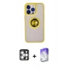 MARSİLYAN™- iPhone 15 Pro Max Kılıf Yörünge Çizgi - Siyah Bilvis 5in1 3D Magic Cam Ekran Koruyucu + PVD Metal Kamera Lens - GS