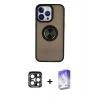 MARSİLYAN™- iPhone 15 Pro Max Kılıf Yörünge Çizgi - Siyah Bilvis 5in1 3D Magic Cam Ekran Koruyucu + PVD Metal Kamera Lens - LT