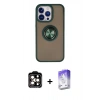 MARSİLYAN™- iPhone 15 Pro Max Kılıf Yörünge Çizgi - Siyah Bilvis 5in1 3D Magic Cam Ekran Koruyucu + PVD Metal Kamera Lens - TU