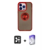 MARSİLYAN™- iPhone 15 Pro Max Kılıf Yörünge Çizgi - Siyah Bilvis 5in1 3D Magic Cam Ekran Koruyucu + PVD Metal Kamera Lens - SH
