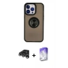 MARSİLYAN™- iPhone 15 Pro Max Kılıf Yörünge Çizgi - Siyah Bilvis 5in1 3D Magic Cam Ekran Koruyucu + Raze Metal Kamera Lens - GS