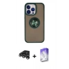MARSİLYAN™- iPhone 15 Pro Max Kılıf Yörünge Çizgi - Siyah Bilvis 5in1 3D Magic Cam Ekran Koruyucu + Raze Metal Kamera Lens - GS