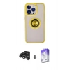 MARSİLYAN™- iPhone 15 Pro Max Kılıf Yörünge Çizgi - Siyah Bilvis 5in1 3D Magic Cam Ekran Koruyucu + Raze Metal Kamera Lens - GS