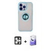 MARSİLYAN™- iPhone 15 Pro Max Kılıf Yörünge Çizgi - Siyah Bilvis 5in1 5D Magic Hayalet Cam Ekran Koruyucu + PVD Metal Kamera Lens - GS