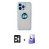 MARSİLYAN™- iPhone 15 Pro Max Kılıf Yörünge Çizgi - Siyah Bilvis 5in1 5D Magic Hayalet Cam Ekran Koruyucu + PVD Metal Kamera Lens - SH