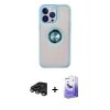 MARSİLYAN™- iPhone 15 Pro Max Kılıf Yörünge Çizgi - Siyah Bilvis 5in1 5D Magic Hayalet Cam Ekran Koruyucu + Raze Metal Kamera Lens - TMGI