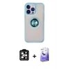 MARSİLYAN™- iPhone 15 Pro Max Kılıf Yörünge Çizgi - Siyah Bilvis 5in1 5D Magic Hayalet Cam Ekran Koruyucu + PVD Metal Kamera Lens - TU