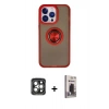 MARSİLYAN™- iPhone 15 Pro Max Kılıf Yörünge Çizgi - Siyah Bilvis Hayalet Cam Ekran Koruyucu + PVD Metal Kamera Lens - GI
