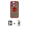 MARSİLYAN™- iPhone 15 Pro Max Kılıf Yörünge Çizgi - Siyah Bilvis Hayalet Cam Ekran Koruyucu + PVD Metal Kamera Lens - GS