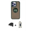 MARSİLYAN™- iPhone 15 Pro Max Kılıf Yörünge Çizgi - Siyah Bilvis Hayalet Cam Ekran Koruyucu + Raze Metal Kamera Lens - GS