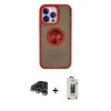 MARSİLYAN™- iPhone 15 Pro Max Kılıf Yörünge Çizgi - Siyah Bilvis Hayalet Cam Ekran Koruyucu + Raze Metal Kamera Lens - GS