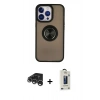 MARSİLYAN™- iPhone 15 Pro Max Kılıf Yörünge Çizgi - Siyah Bilvis Hayalet Cam Ekran Koruyucu + Raze Metal Kamera Lens - GS