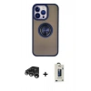 MARSİLYAN™- iPhone 15 Pro Max Kılıf Yörünge Çizgi - Siyah Bilvis Hayalet Cam Ekran Koruyucu + Raze Metal Kamera Lens - GS