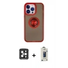 MARSİLYAN™- iPhone 15 Pro Max Kılıf Yörünge Çizgi - Siyah Bilvis Hayalet Cam Ekran Koruyucu + PVD Metal Kamera Lens - SH