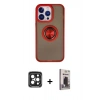 MARSİLYAN™- iPhone 15 Pro Max Kılıf Yörünge Çizgi - Siyah Bilvis Hayalet Cam Ekran Koruyucu + PVD Metal Kamera Lens - SH