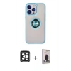 MARSİLYAN™- iPhone 15 Pro Max Kılıf Yörünge Çizgi - Siyah Bilvis Hayalet Cam Ekran Koruyucu + PVD Metal Kamera Lens - SH