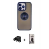 MARSİLYAN™- iPhone 15 Pro Max Kılıf Yörünge Çizgi - Siyah Bilvis Hayalet Cam Ekran Koruyucu + Raze Metal Kamera Lens - SH