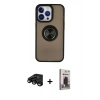 MARSİLYAN™- iPhone 15 Pro Max Kılıf Yörünge Çizgi - Siyah Bilvis Hayalet Cam Ekran Koruyucu + Raze Metal Kamera Lens - SH