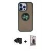 MARSİLYAN™- iPhone 15 Pro Max Kılıf Yörünge Çizgi - Siyah Bilvis Hayalet Cam Ekran Koruyucu + Raze Metal Kamera Lens - SH