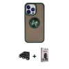 MARSİLYAN™- iPhone 15 Pro Max Kılıf Yörünge Çizgi - Siyah Bilvis Hayalet Cam Ekran Koruyucu + Raze Metal Kamera Lens - TMGI