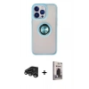 MARSİLYAN™- iPhone 15 Pro Max Kılıf Yörünge Çizgi - Siyah Bilvis Hayalet Cam Ekran Koruyucu + Raze Metal Kamera Lens - TMGI