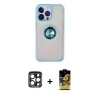 MARSİLYAN™- iPhone 15 Pro Max Kılıf Yörünge Çizgi - Siyah Buffer Cam Ekran Koruyucu + PVD Metal Kamera Lens - LT