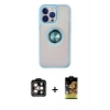MARSİLYAN™- iPhone 15 Pro Max Kılıf Yörünge Çizgi - Siyah Buffer Cam Ekran Koruyucu + PVD Metal Kamera Lens - TU