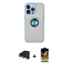 MARSİLYAN™- iPhone 15 Pro Max Kılıf Yörünge Çizgi - Siyah Buffer Cam Ekran Koruyucu + Raze Metal Kamera Lens - LT