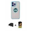MARSİLYAN™- iPhone 15 Pro Max Kılıf Yörünge Çizgi - Siyah Buffer Cam Ekran Koruyucu + Raze Metal Kamera Lens - SH