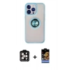 MARSİLYAN™- iPhone 15 Pro Max Kılıf Yörünge Çizgi - Siyah Buffer Hayalet Cam Ekran Koruyucu + PVD Metal Kamera Lens - TU