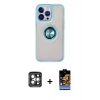 MARSİLYAN™- iPhone 15 Pro Max Kılıf Yörünge Çizgi - Siyah Buffer Hayalet Cam Ekran Koruyucu + PVD Metal Kamera Lens - GI