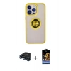 MARSİLYAN™- iPhone 15 Pro Max Kılıf Yörünge Çizgi - Siyah Buffer Hayalet Cam Ekran Koruyucu + Raze Metal Kamera Lens - LT