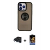 MARSİLYAN™- iPhone 15 Pro Max Kılıf Yörünge Çizgi - Siyah Buffer Hayalet Cam Ekran Koruyucu + Raze Metal Kamera Lens - LT