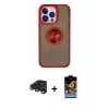 MARSİLYAN™- iPhone 15 Pro Max Kılıf Yörünge Çizgi - Siyah Buffer Hayalet Cam Ekran Koruyucu + Raze Metal Kamera Lens - LT