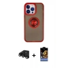 MARSİLYAN™- iPhone 15 Pro Max Kılıf Yörünge Çizgi - Siyah Buffer Hayalet Cam Ekran Koruyucu + Raze Metal Kamera Lens - SH