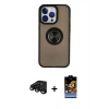MARSİLYAN™- iPhone 15 Pro Max Kılıf Yörünge Çizgi - Siyah Buffer Hayalet Cam Ekran Koruyucu + Raze Metal Kamera Lens - SH