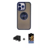 MARSİLYAN™- iPhone 15 Pro Max Kılıf Yörünge Çizgi - Siyah Buffer Hayalet Cam Ekran Koruyucu + Raze Metal Kamera Lens - SH
