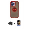 MARSİLYAN™- iPhone 15 Pro Max Kılıf Yörünge Çizgi - Siyah Buffer Hayalet Cam Ekran Koruyucu + Titanyum Gri Raze Metal Kamera Lens