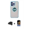MARSİLYAN™- iPhone 15 Pro Max Kılıf Yörünge Çizgi - Siyah Buffer Hayalet Cam Ekran Koruyucu + Titanyum Gri Raze Metal Kamera Lens
